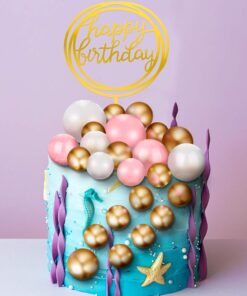 25 Pcs Mini Colorful Balls Cake Topper Set – Acrylic, Foam, Pink, White & Gold for Wedding, Birthday, or Party Decor