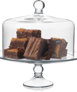 Libbey Selene Glass Cake Stand with Dome Lid – Elegant Footed Holder