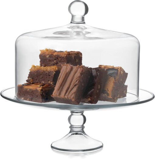 Libbey Selene Glass Cake Stand with Dome Lid – Elegant Footed Holder