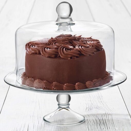 Libbey Selene Glass Cake Stand with Dome Lid – Elegant Footed Holder