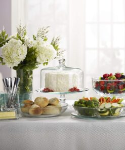 Libbey Selene Glass Cake Stand with Dome Lid – Elegant Footed Holder