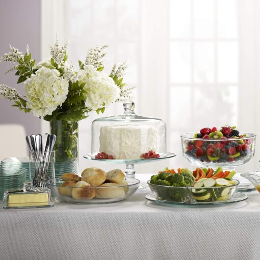 Libbey Selene Glass Cake Stand with Dome Lid – Elegant Footed Holder