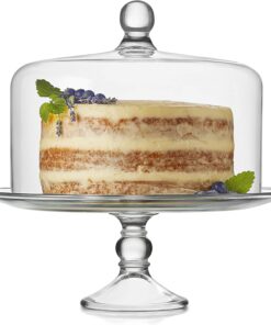 Libbey Selene Glass Cake Stand with Dome Lid – Elegant Footed Holder