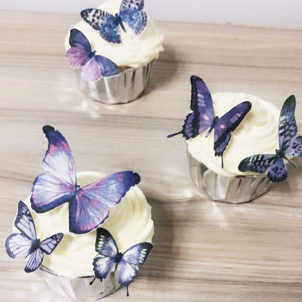 36 Purple Edible Butterflies for Cake and Cupcake Decorating