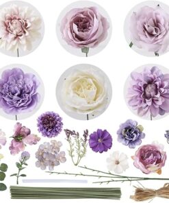 Kisflower Purple Artificial Flower Combo – Silk Peonies & Roses for Weddings, Bouquets, & Decor