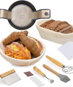 Sourdough Proofing Basket Set – Oval & Round Baskets, Lame, Scraper & More