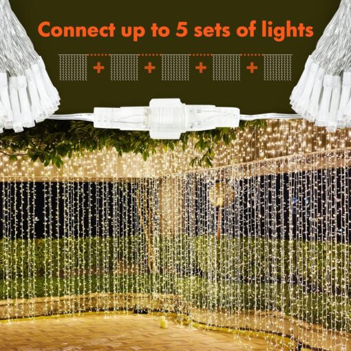 Twinkle Star 300 LED Curtain Lights – 12-Mode Fairy String Lights for Bedroom, Wedding, Party & Outdoor Decor, Warm White (6.6x9.8ft)