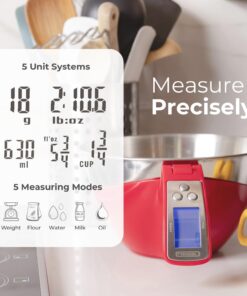 Fradel Digital Kitchen Food Scale with Bowl and Measuring Cup: Achieve precise measurements with 0.1g accuracy, perfect for cooking, baking, and weight loss.