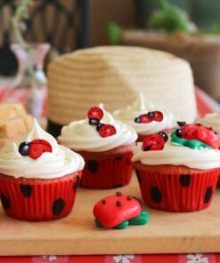 Icing Ladybugs and Daisies (16 Pieces): Miniature royal icing ladybugs and white daisy flowers, perfect for spring-themed decorations